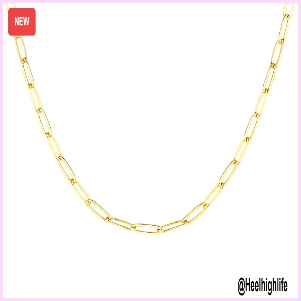 14k Gold Plated Adjustable Chain Necklace, 20 Inches, Hypoallergenic